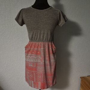 LuLaRoe Kids Casual Dress in Gray and Pink